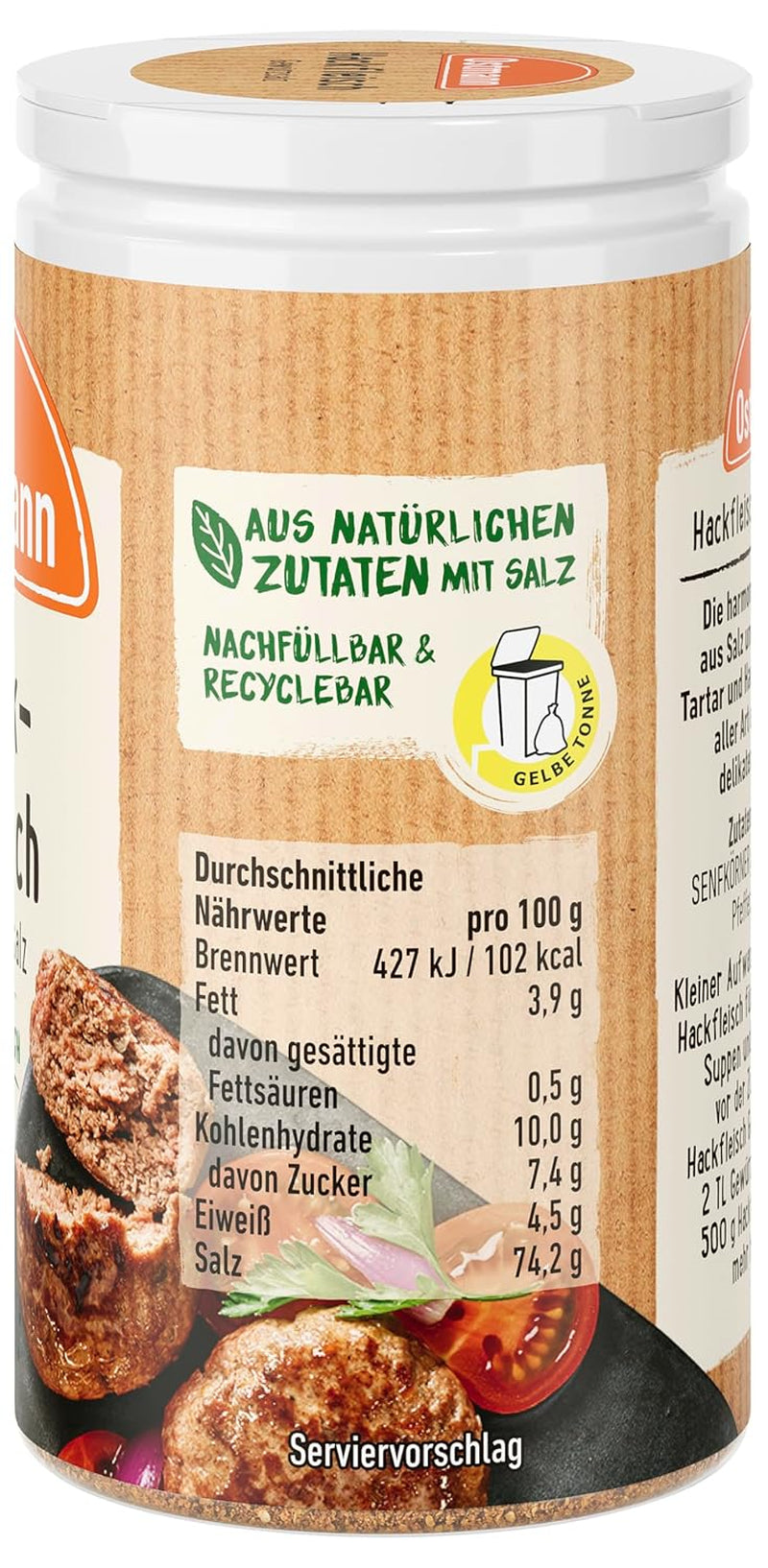 Ostmann Gewürze - Hackfleisch Gewürzsalz | Gewürze für Hackfleisch, Buletten oder Cevapcici | 60 g in Streudose