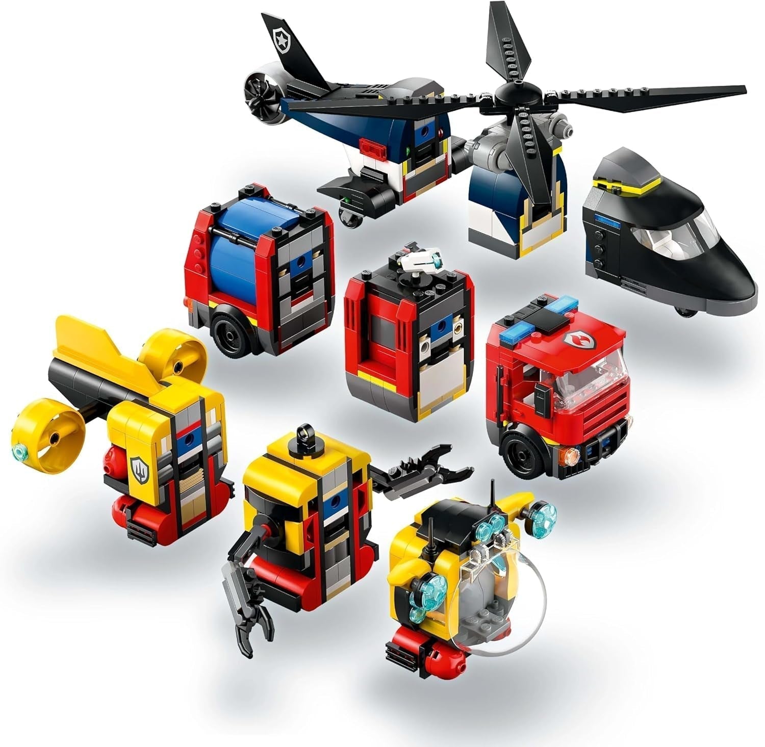 LEGO City Combo-Set mit Hubschrauber, Löwenauto und U-Boot sowie 3 Minifiguren – baubare Spielzeugfahrzeuge für Jungen und Mädchen ab 7 Jahren – Geburtstags- und Weihnachtsgeschenk 60462 Bausets Besuchen Sie den LEGO-Store