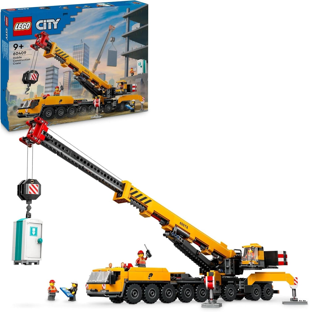 LEGO City Mobiler Baukran, Konstruktionsspielzeug für Jungen und Mädchen, kreatives Geschenk für Kinder, langer ausziehbarer Arm, 4 Bauarbeiter-Minifiguren für Rollenspiele, 60409 Bausets. Besuche den LEGO-Store. Standardtitel