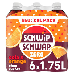 SCHWIPSCHWAP ZERO - XXL PACK - Koffeinhaltiges Cola-Erfrischungsgetränk mit Orangen, Set 6 x 1,75 Liter Naty Shop