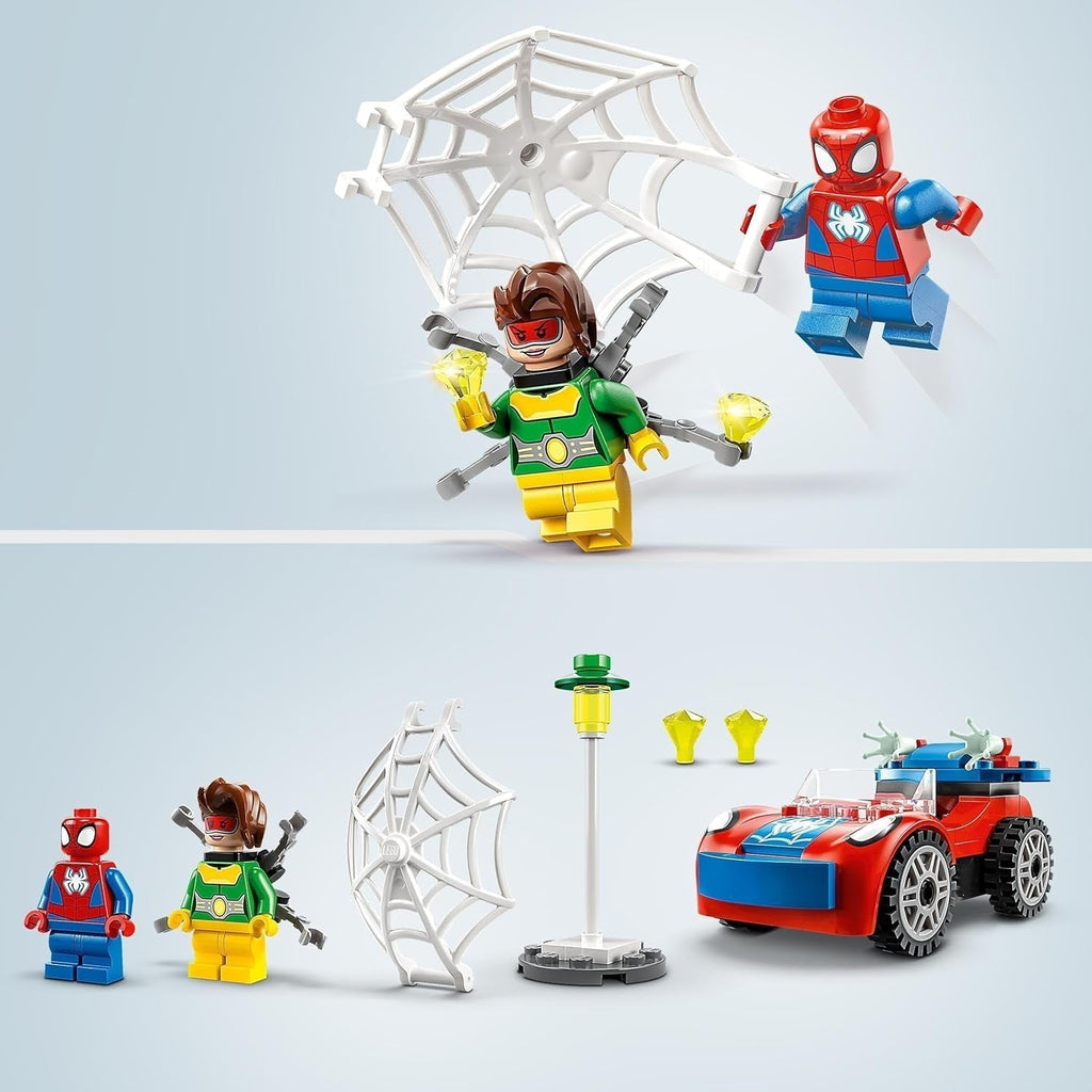 LEGO 10789 Marvel Spider-Man's Car And Doc Ock Set, Spidey And His Super Friends, Jucărie construibilă pentru băieți și fete de la 4 ani, cu piese care strălucesc în întuneric Seturi de constructie Besuche den LEGO-Store