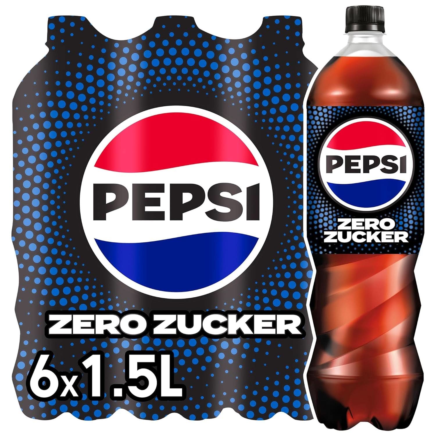 Pepsi Zero Sugar, Erfrischungsgetränk ohne Zucker, koffeinhaltige Cola, Set 6 x 1,25 Liter Alkoholfreie Getränke Naty Shop Classic Version