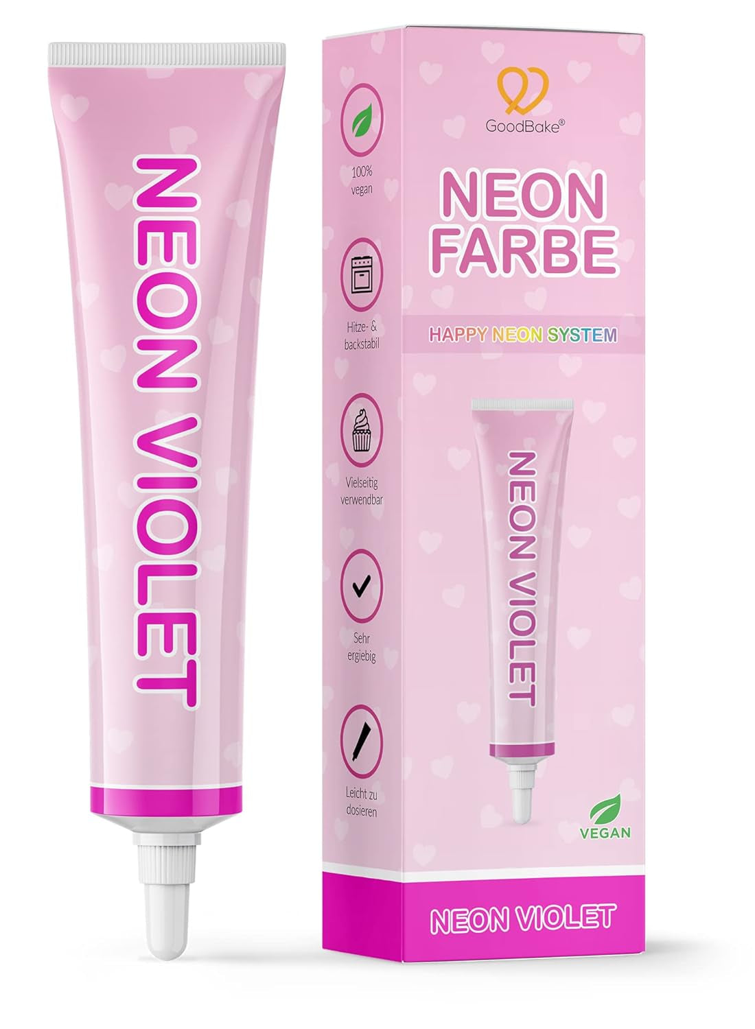 Goodbake Neonlebensmittelfarben 6 Farben Set – Intensive Lebensmittelfarbe – Lebensmittelfarbpaste – Zum Einfärben Von Torten, Fondant, Buttercreme Uvm. – 100% Vegan Naty Shop Neon Violett