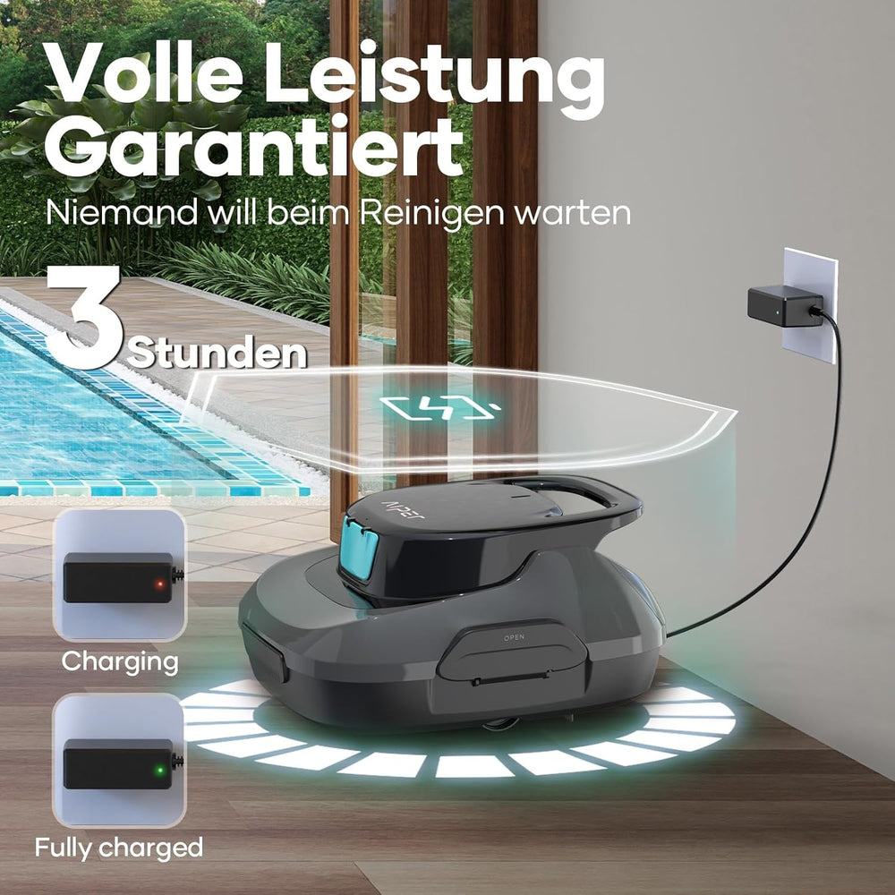 AIPER Scuba SE Poolroboter, kabelloser Poolreiniger mit Akku, 90 Minuten Reinigungszeit, automatische Reinigung mit Selbstparkfunktion, leichter Poolreiniger, ideal für Pools mit flachem Boden