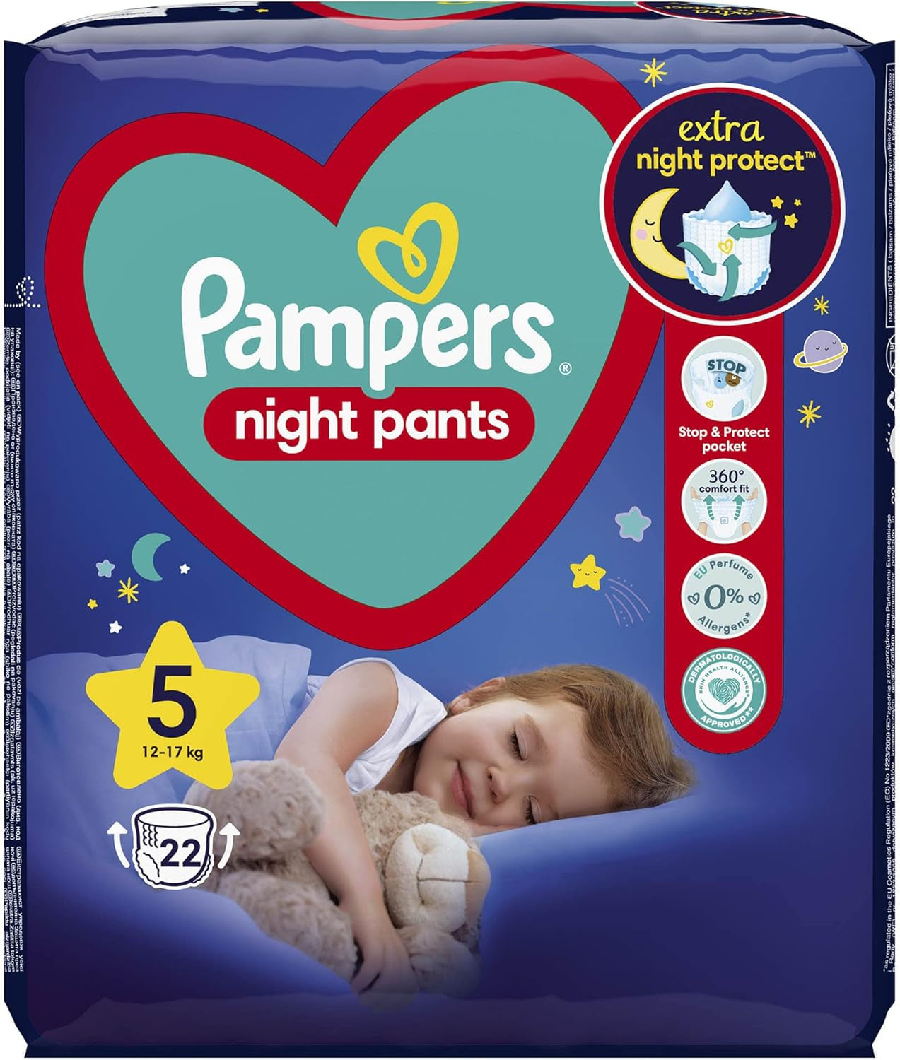 Pampers Windeln (alte Version), Nachthosen, Größe 5, 22 Stück, 12 kg-17 kg