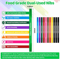 12 bucăți pixuri colorante alimentare, pixuri alimentare pentru copt, markere comestibile cu vârf fin și gros pentru prăjituri, macaroane, ouă de Paște (10 culori)