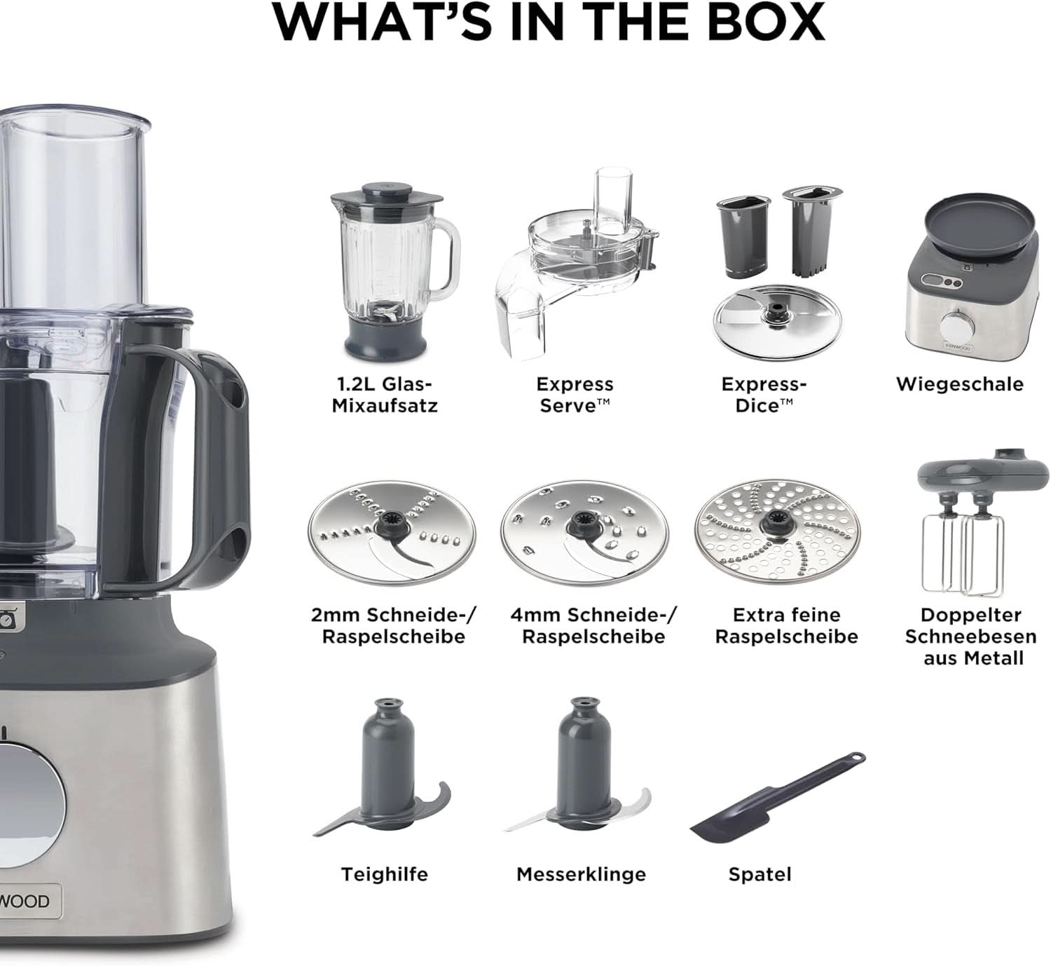 Kompakte Küchenmaschine Kenwood Multipro Compact+ FDM315SS, Edelstahlklinge Mutter und Kind Naty Shop