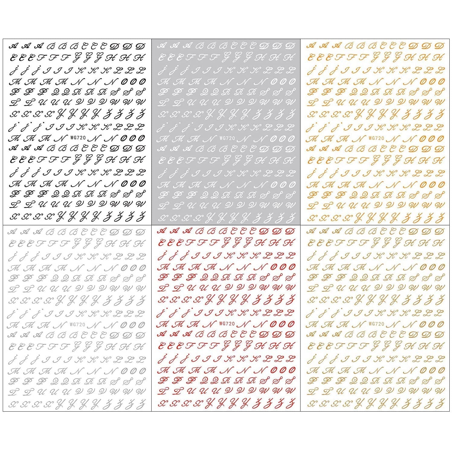 6 Blatt Nagelsticker Alte Alphabetzahlen Nagelaufkleber Selbstklebend Alte Briefe Nail Art Sticker Dekoration Nageldesign Zubehör