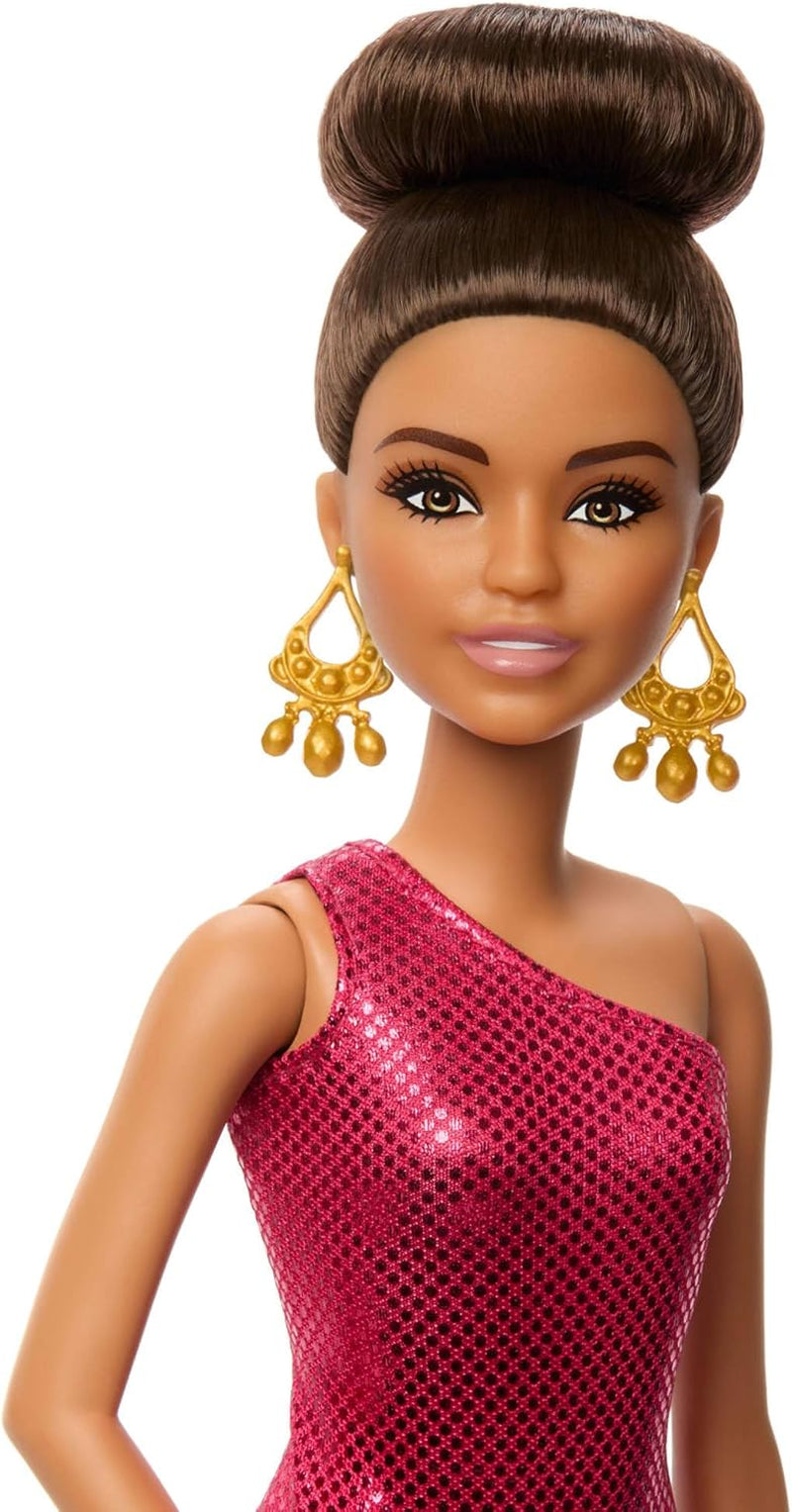 Modische tanzende Barbie-Puppe mit rotem Rüschenkleid, Tanzschuhen, braunem Haar und Tanztrophäen-Accessoires, JFR09 Naty Shop Dolls