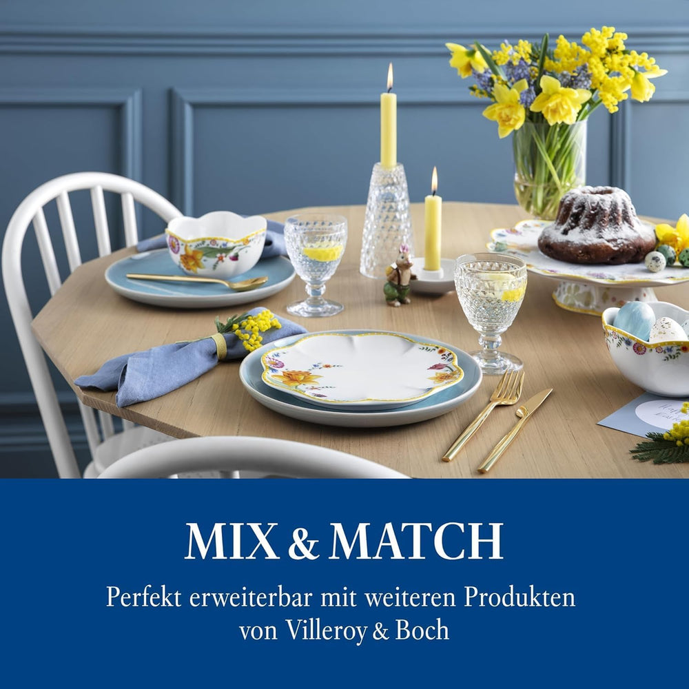 Villeroy & Boch - Set de mic dejun Spring Awakening pentru 2 persoane, 6 piese, Set de veselă de Paște, Mic dejun, Paște, Serviciu de cafea, Veselă de primăvară, Porțelan