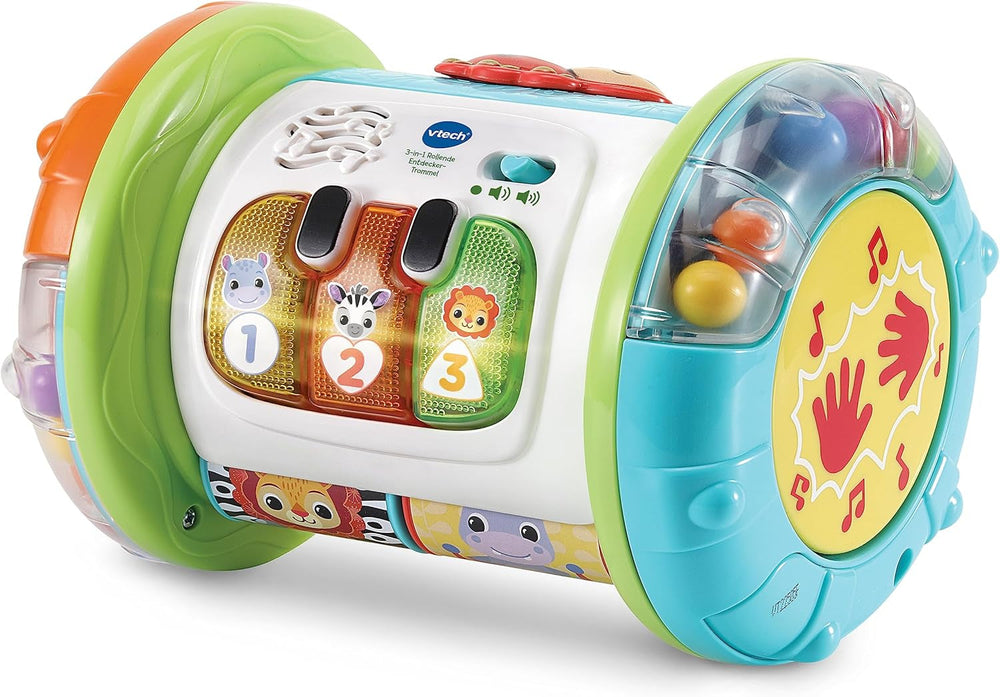 VTech Baby 3-in-1 Rolling Explorer Drum - Jucărie interactivă pentru copii cu muzică - Pentru copii cu vârsta cuprinsă între 9-36 luni Jucarii Bebe Naty Shop