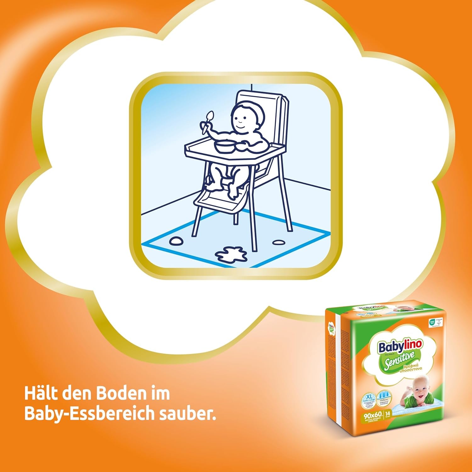 Sensitive Feuchttücher, 90 x 60 cm, extra saugfähig, 14 Stück