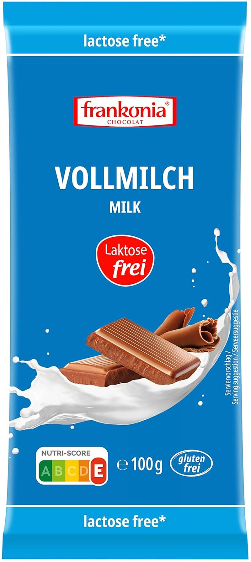 frankonia CHOCOLATE Vollmilchschokolade ohne Laktose und Gluten, 100 g