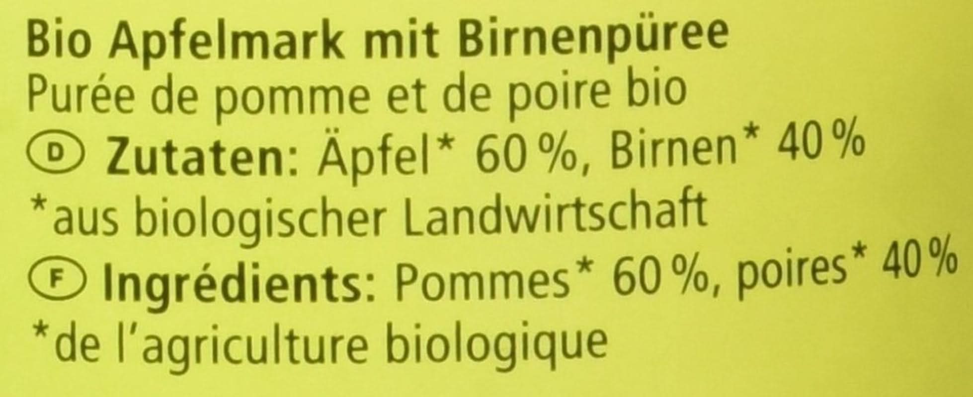 Bio-Apfelmus mit Birnen, 360 Gramm Mutter und Kind Naty Shop