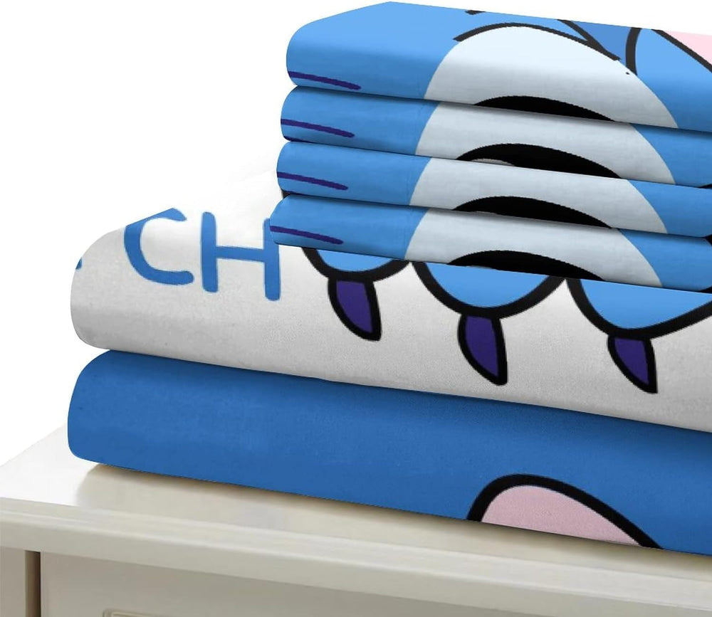 3-teiliges Bettwäscheset, Stitch Bettwäsche – Kinder Naty Shop Blue Single (90 x 190)