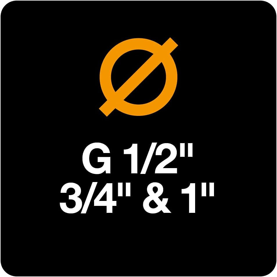 Set furtun de apă Fiskars pentru roată hidraulică, cu 2 conectori furtun și conector robinet, dimensiune universală, nivel de rigiditate torsională 4 (din 5), 1,8 m, Ø1,3-1,5 cm (1/2-5/8"), negru/portocaliu/albastru, 1057621