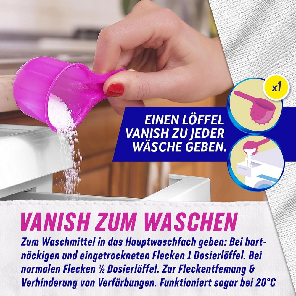 Vanish Oxi Action Powerwhite Pulver – 1 x 1,125 kg – Fleckenentferner und Wäscheverbesserungspulver ohne Chlor – für weiße Wäsche. Waschmittel Naty Shop
