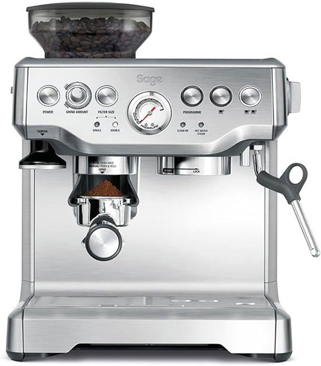 Sage - The Barista Express - Espressor cu spumator manual de lapte și râșniță integrată - 16 setări de măcinare, măcinare automată, spumă individuală de lapte - Trufă Neagră
