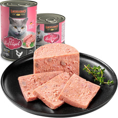 LEONARDO Nassfutter für Katzen, Geflügel pur, 6X 800g Dose, Katzenfutter getreidefrei, Alleinfutter, Made in Germany