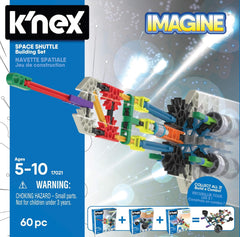 K'Nex Phantasie-Space Shuttle Spielzeug-Baukasten, Basic Fun, 17021, 60 Teile, pädagogisches Weltraum-Spielzeug für Kinder, geeignet für Jungen und Mädchen im Alter von 5-10 Jahren