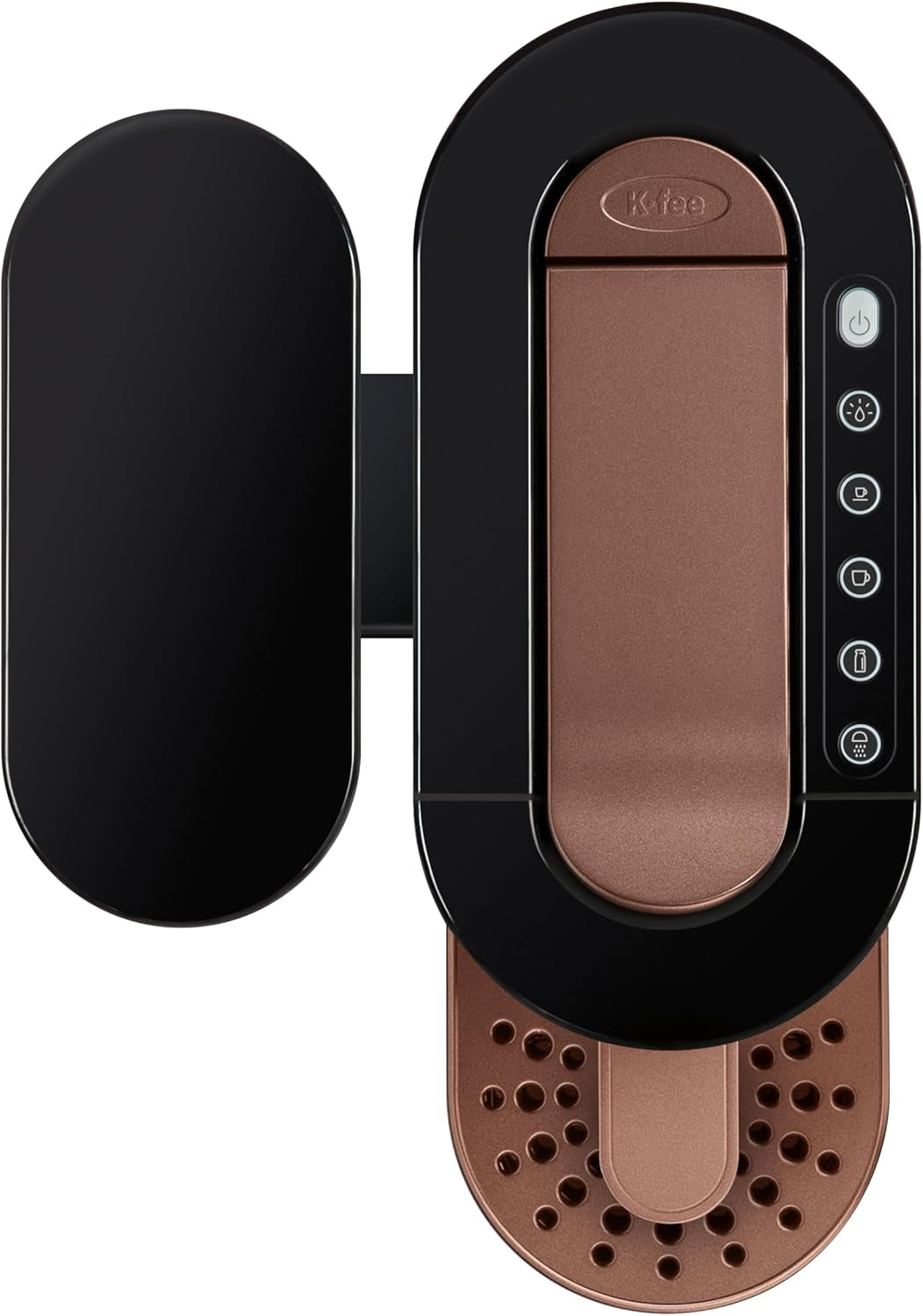 Espressor cu capsule K-FEE TWINS II pentru cafea, ceai și cacao | Espressor pentru cești mari | Încălzire rapidă | Rezervor de apă de 2,3 l | 19 bar | Negru-cupru