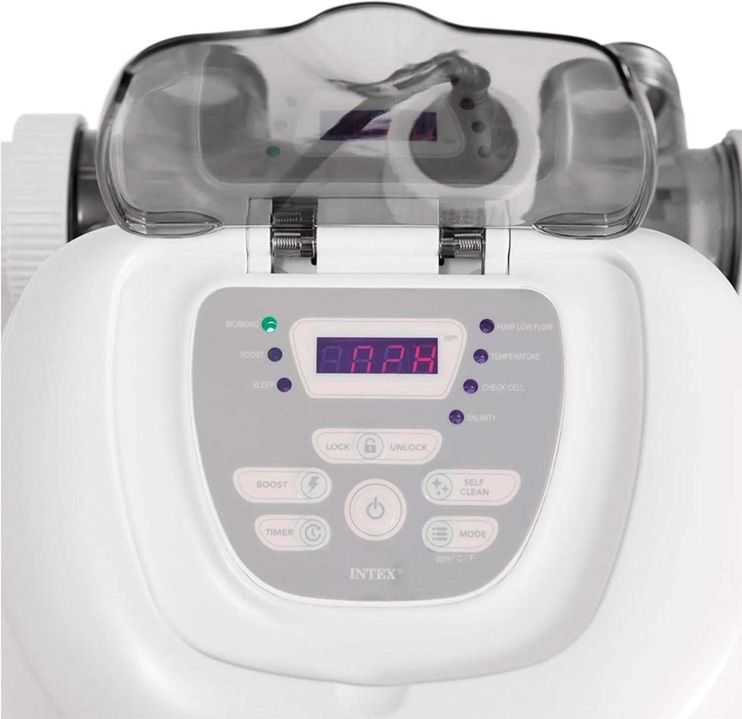 Intex 26670 Krystal Clear Salzwasserfiltersystem für 2650-12112 l/h Filterpumpe für kleine Pools bis 56800 l, Kunststoff, weiß