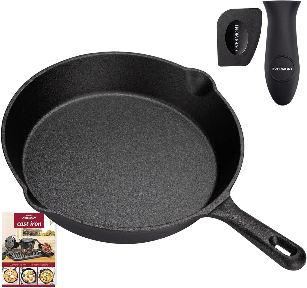 OVERMONT Grillpfanne aus Gusseisen mit Griff Töpfe und Pfannen Naty Shop Rund 25 cm