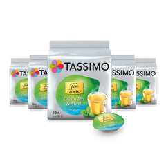 Capsule Tassimo Tea Time Ceai verde cu mentă, 5 x 16 paduri, 80 capsule de ceai