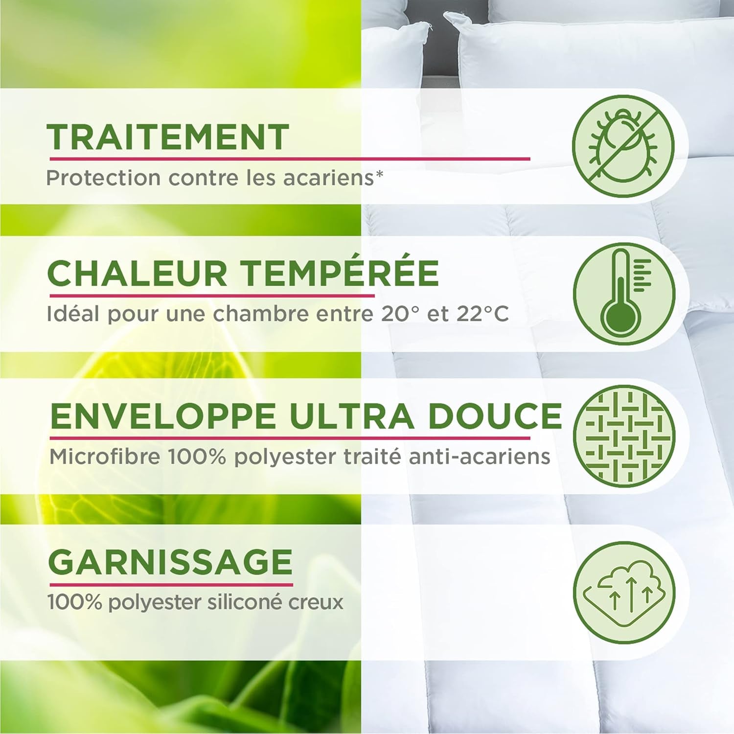 Blanrève – Steppdecke „Serenité“ – Behandlung gegen Hausstaubmilben – gemäßigte Temperatur 300 g/m² – 140 x 200 cm – für Einzelbett – maschinenwaschbar, weiß Bettdecken und Steppdecken Naty Shop