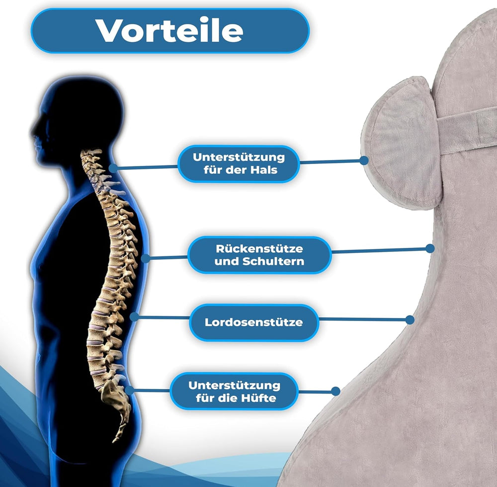 Pernă de citit cu spumă cu memorie | Pernă ergonomică pentru spate și pană pentru pat, canapea și canapea | Pernă ortopedică de susținere pentru dureri de spate și tensiune