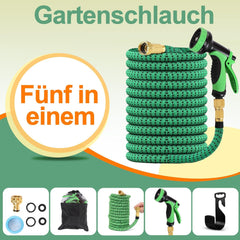 Furtun de grădină extensibil de 45 m, furtun de apă flexibil și retractabil automat, 10 modele de pulverizare, TPE 2500D, conectori metalici, pentru grădini foarte mari, agricultură, curățenie