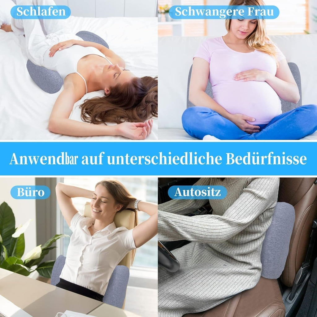 SAHEYER Pernă lombară Pernă lombară ortopedică din spumă cu memorie, pernă ergonomică pentru spate și suport lombar pentru pat, canapea, scaun, mașină și scaun de birou, gri Perne lombare Naty Shop