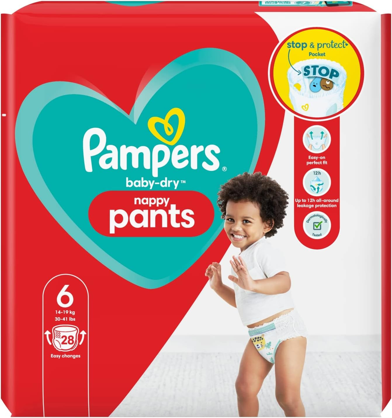 Pampers Baby-Dry Windeln, Größe 8, 43 Windeln, ab 19 kg, Jumbo+ Packung