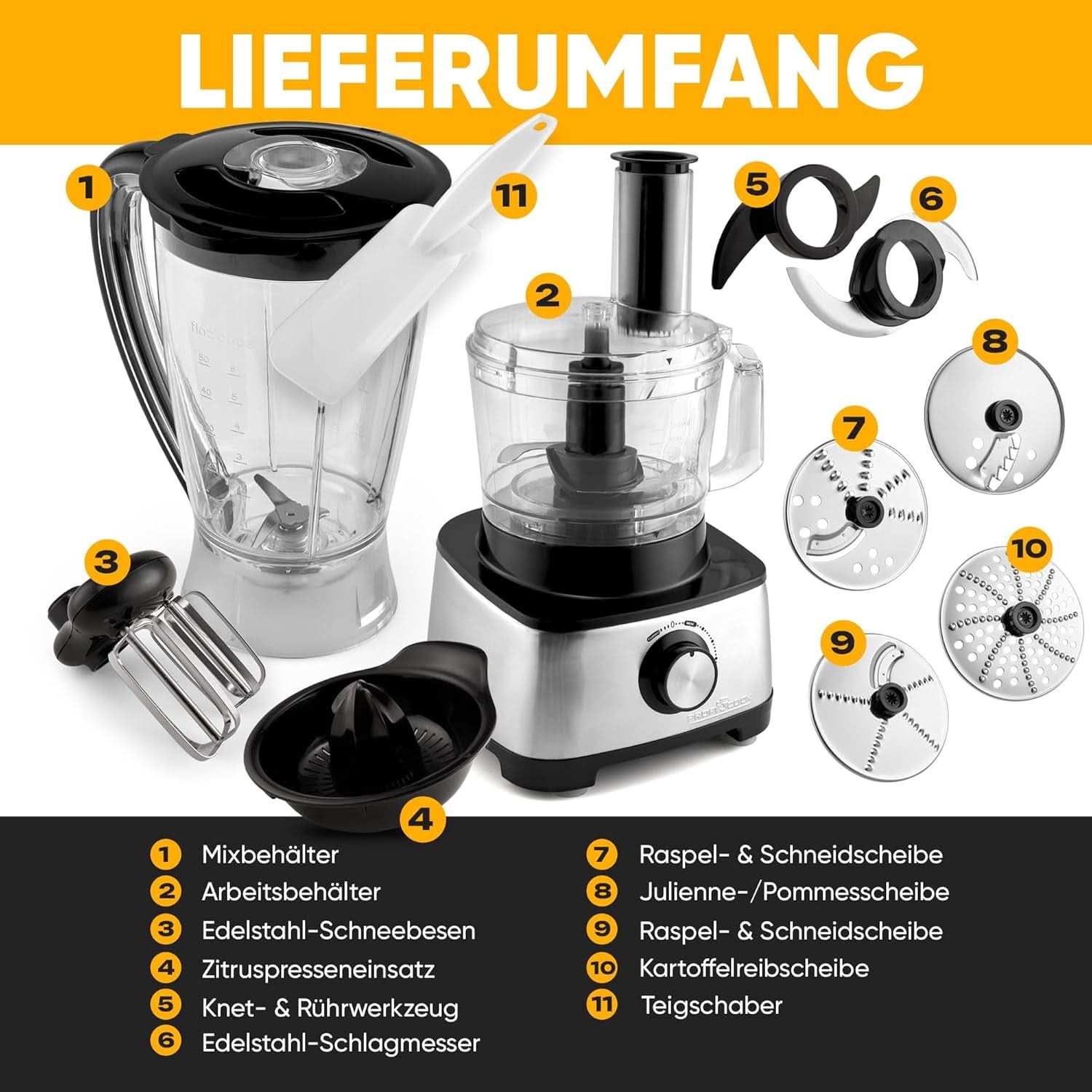 Proficook® 3In1 Küchenmaschine | Mixer, Küchenmaschine und Entsafter, 1200 W Mutter und Kind Naty Shop