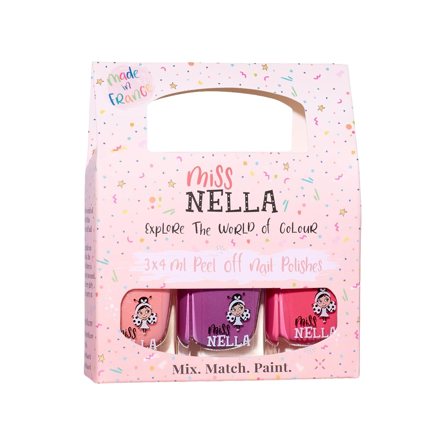 Miss Nella Magic Collection 4-teiliges Glitzer-Nagellack-Set: Rosa, Rot, Gold und Blau, spezieller entfernbarer Nagellack für Kinder, ungiftig, auf Wasserbasis, geruchlos