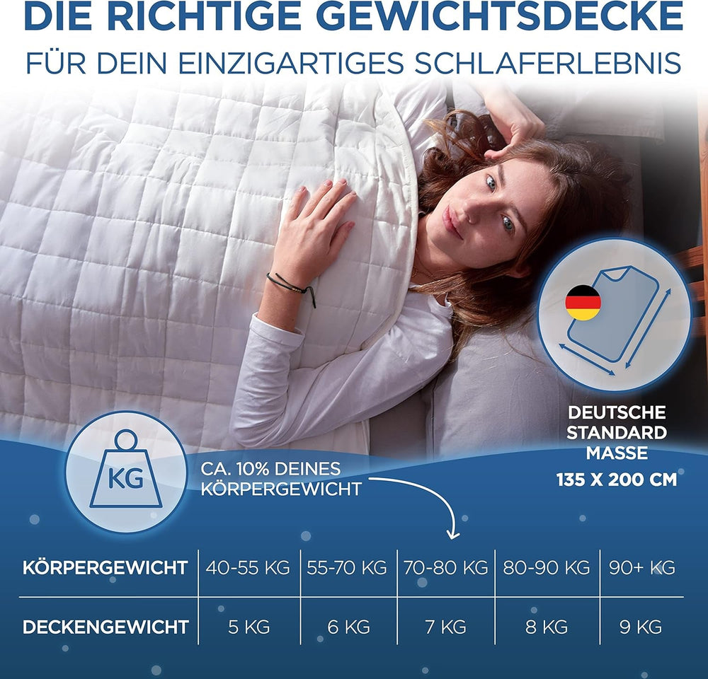 Samthus Gewichtsdecke 135 x 200 cm, 6 kg, Öko-Tex-zertifiziert – Entspannungsdecke aus 100 % Baumwolle – schwere Anti-Stress- und Therapiedecke – besser schlafen mit unserer schweren Decke – Gewichtsdecke. Betten und Decken. Besuchen Sie den Samthus-Store
