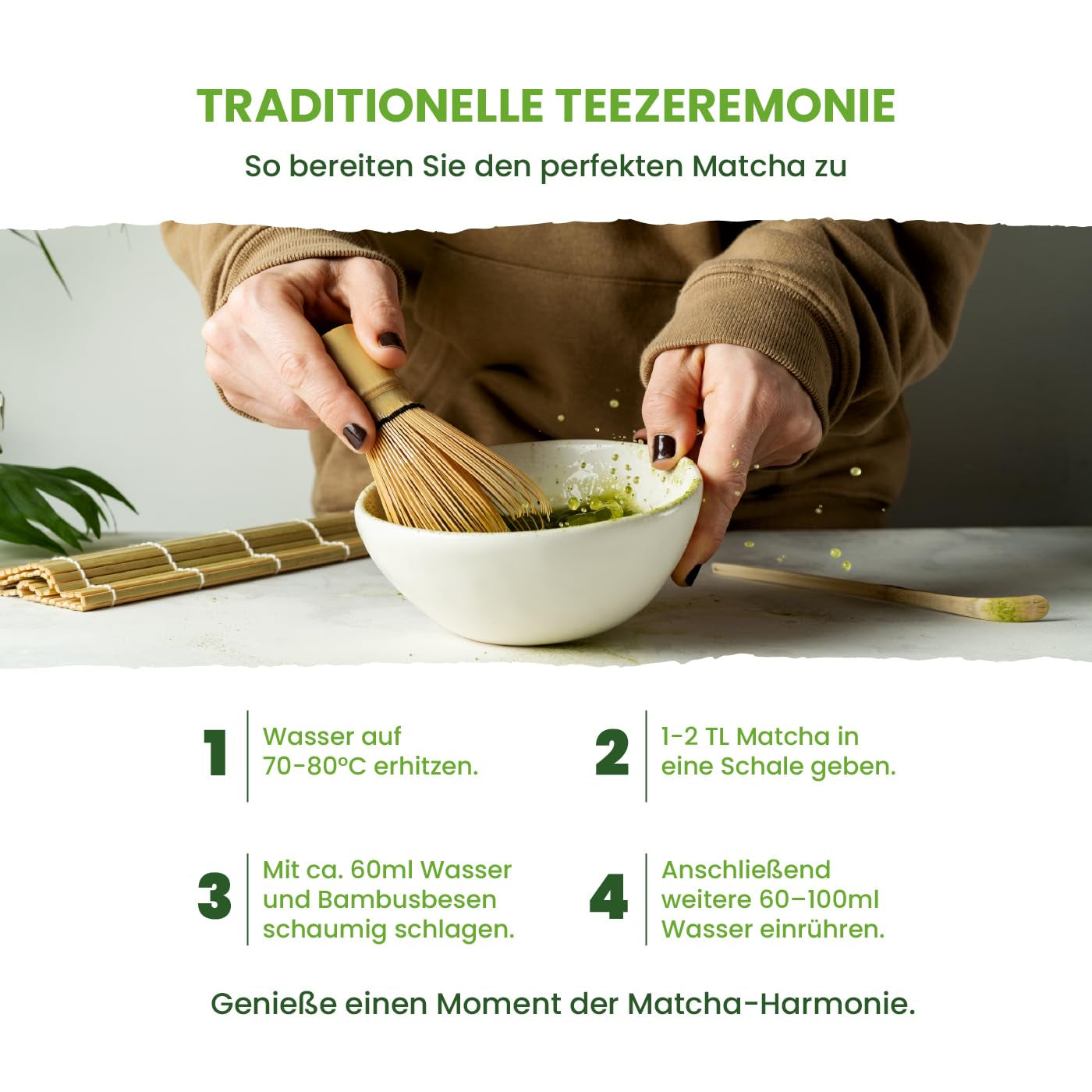 Pudră de matcha ceremonială Monte Nativo (40 g) - perfectă pentru ceai matcha, latte și smoothie - ceai verde din Japonia - calitate ceremonială, în cutie metalică - 100% pură, fără gluten, măcinată fin