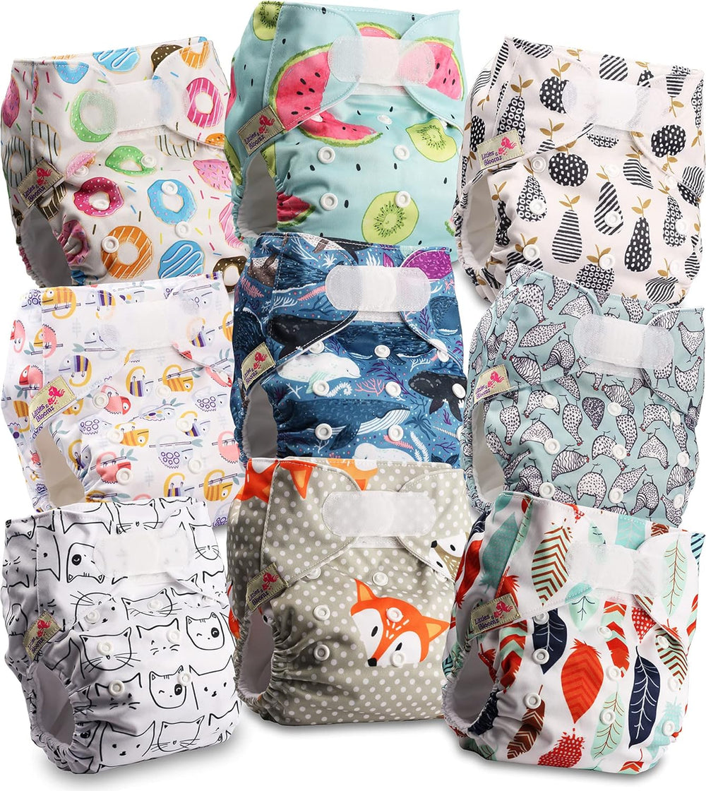 Littles and Bloomz wiederverwendbare Windel FLV2-0602, Standard-Klettverschluss, 6 Windeln