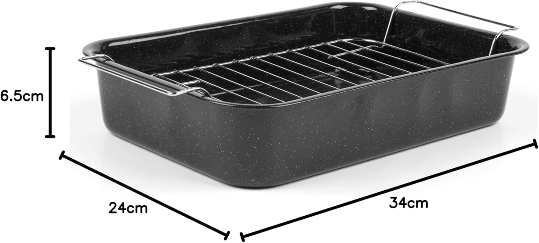 Russell Hobbs CW9161 Romano 34Cm Emaille Bräter - Mit Gitter, Rechteckige Auflaufform Mit Rost, Spülmaschinenfest Ofenform, Grill Auflaufform, Bratform Für Backofen Ofenbeständig Bis 230 Grad Formen und Tabletts zum Backen Naty Shop