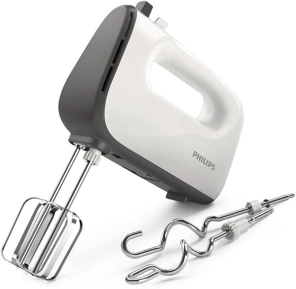 Philips Handmixer, 450 W, 5 Geschwindigkeiten plus Turbo, Weiß/Grau (HR3741/00) Kitchen Naty Shop Handmixer