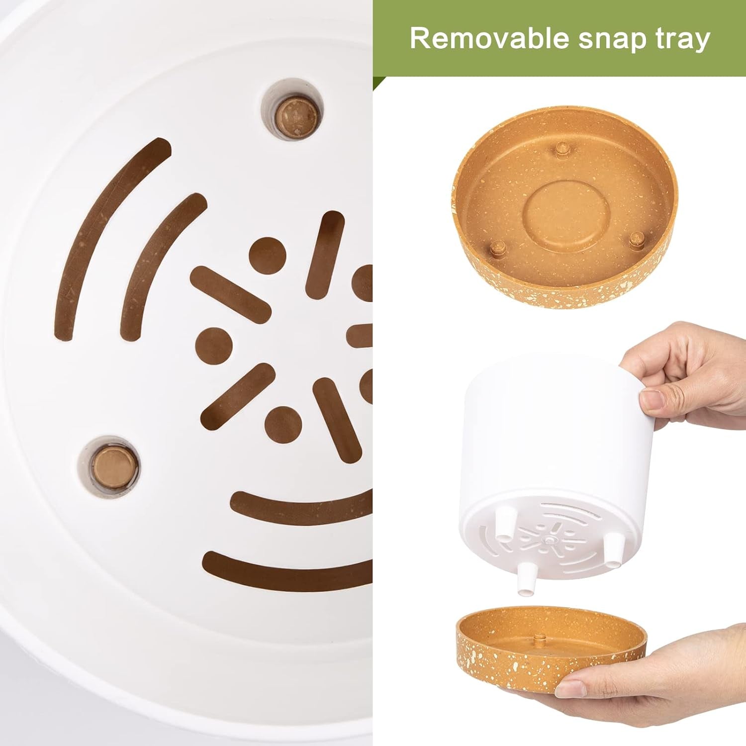 12,7 cm großes Set mit 2 Blumentöpfen, Pflanztöpfe für den Innenbereich mit Ablauflöchern und abnehmbarem Boden, moderne dekorative Untersetzer für Pflanzgefäße im Garten im Freien (weiß 12,7 cm)