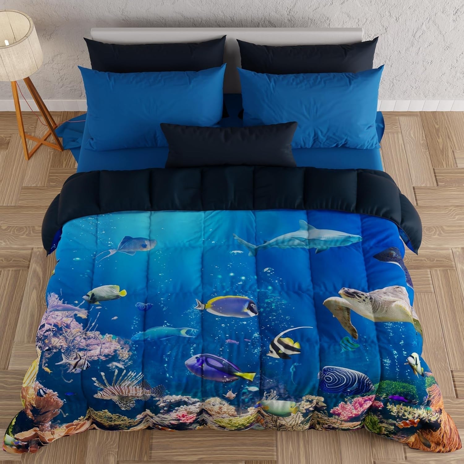PETTI Artigiani Italiani Bettbezug für ein Doppelbett, 100 % Made in Italy, Aquarium Quilts und Quilts Naty Shop
