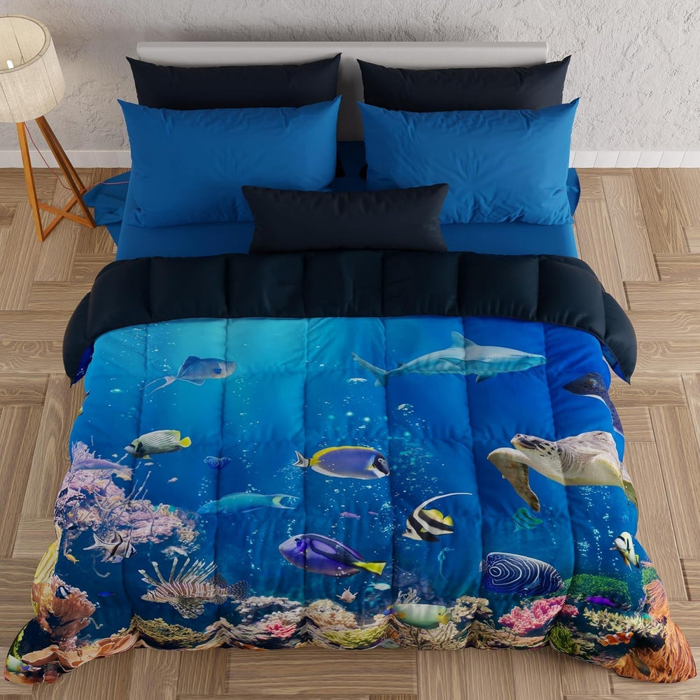 PETTI Artigiani Italiani Bettbezug für ein Doppelbett, 100 % Made in Italy, Aquarium Quilts und Quilts Naty Shop
