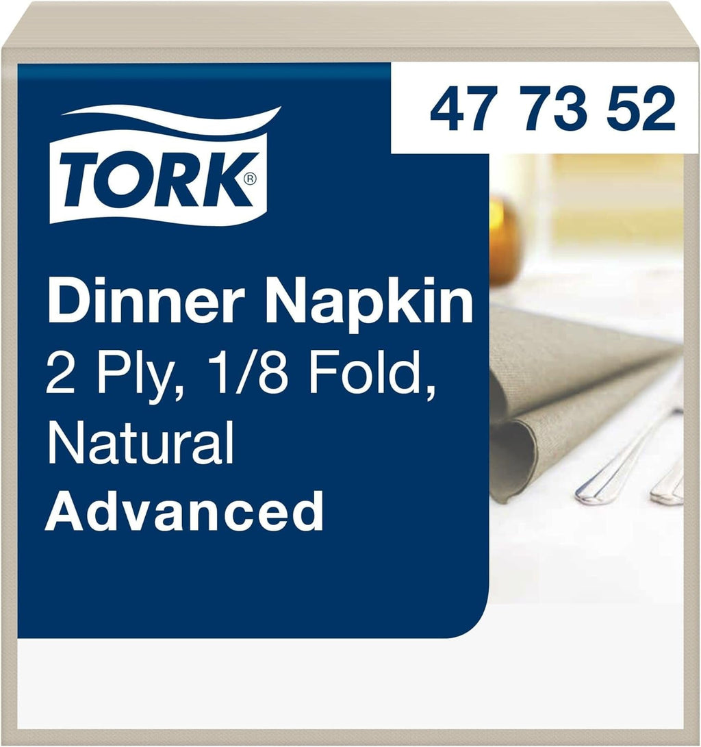 Șervețele Tork Dinner Napkins Natural, 1/8 Fold, 2 straturi, 150 șervețele, 19,8 cm X 9,8 cm, 477352