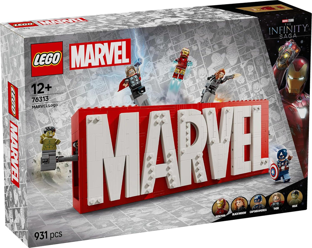 LEGO Marvel: Marvel-Logo und Minifiguren – Hulk-, Thor-, Iron Man-, Black Widow- und Captain America-Sammelset – Avengers-Figurenbauset – Geschenk für Jungen und Mädchen ab 12 Jahren 76313 Bausets Beuche den LEGO-Store