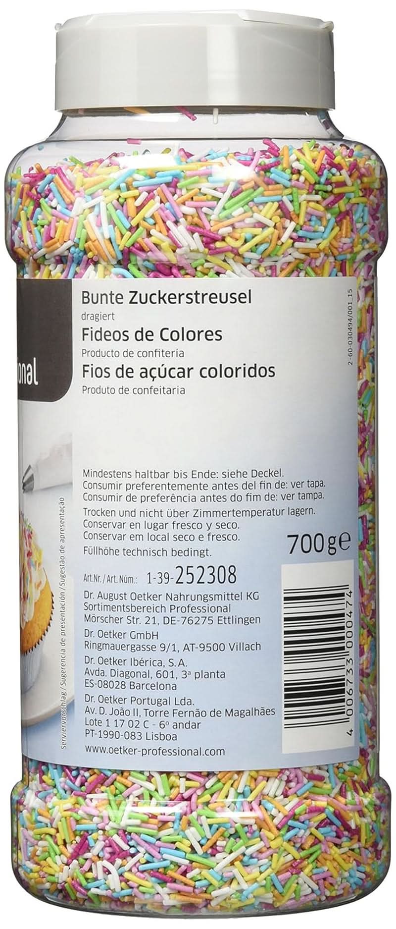 Dr. Oetker Professional Streusel aus farbigem Zucker zum Backen und Dekorieren, 700 Gramm Naty Shop