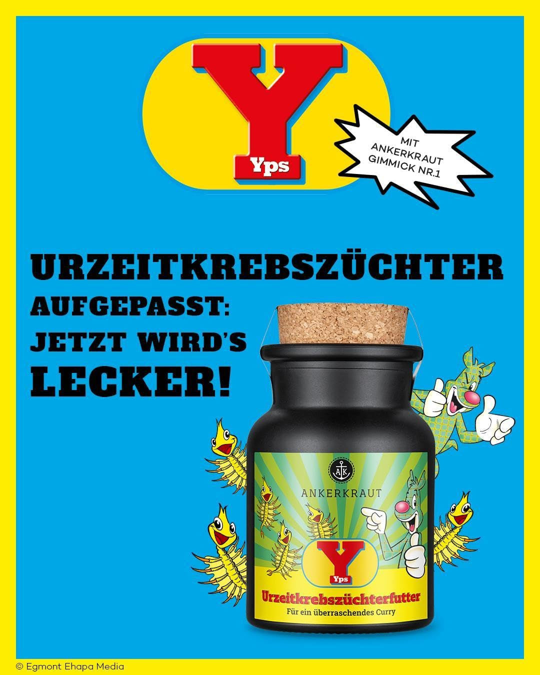 Ankerkraut x Yps Urzeitkrebszüchterfutter, Gewürzmischung für Reis, Gemüse und Snacks, mit Rote Beete, Kurkuma und Zwiebel, ohne Salz, 80 g im Korkenglas