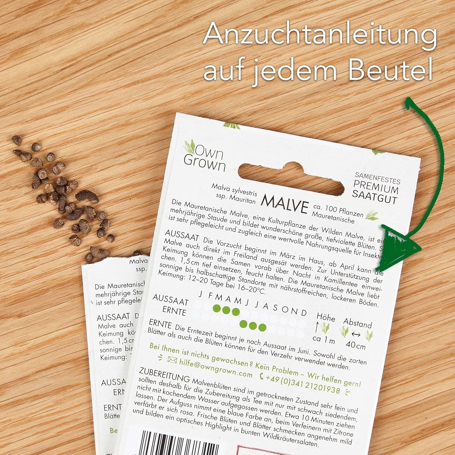 Teesamen-Set: 8 Sorten Samen für Balkon und Garten - Minze, Kamille, Anis, Brennnessel, Malve - Pflanzensamen - Tee - Teebox - OwnGrown-Pflanzen