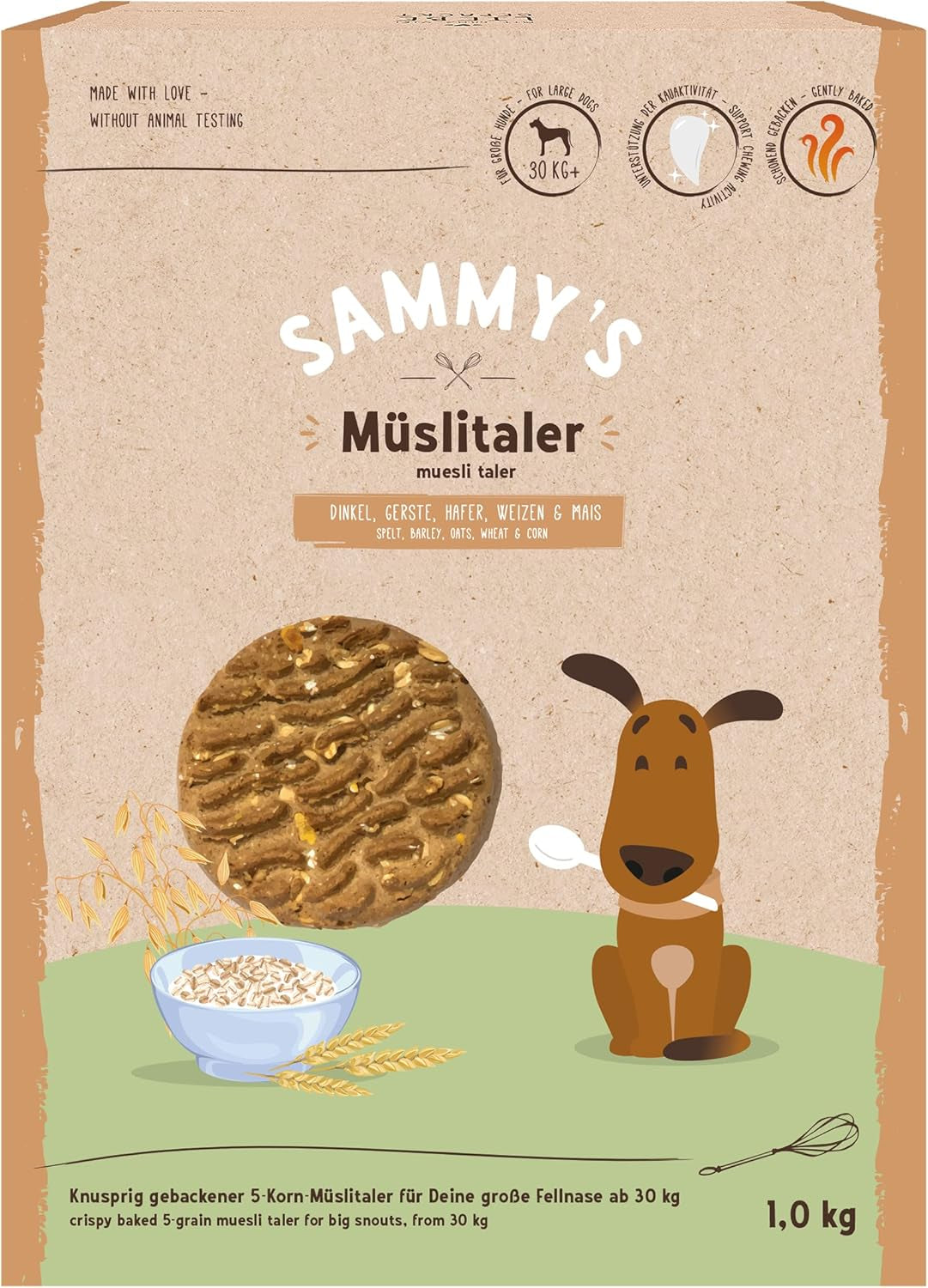 Sammy's Müsli-Münzen | Knusprig gebackene Snacks für Hunde | 5 Körner-Müsli-Münzen für Ihren großen pelzigen Freund (30 kg+) | 1 kg