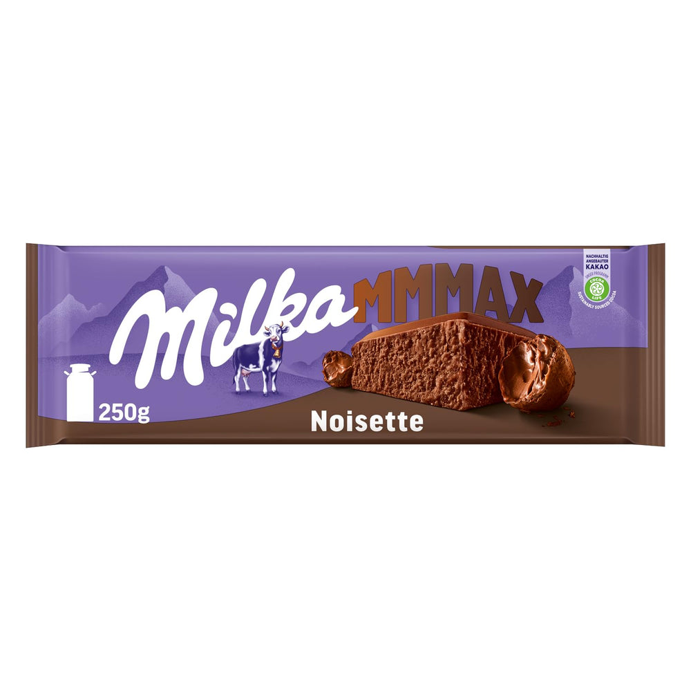 Milka MMMAX Noisette – Alpenmilchschokolade mit zart-cremiger Haselnussfüllung – 250g